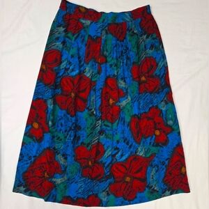 Vintage Rayon Norton McNaughton Abstract Floral Printed Rayon Skirt 12
